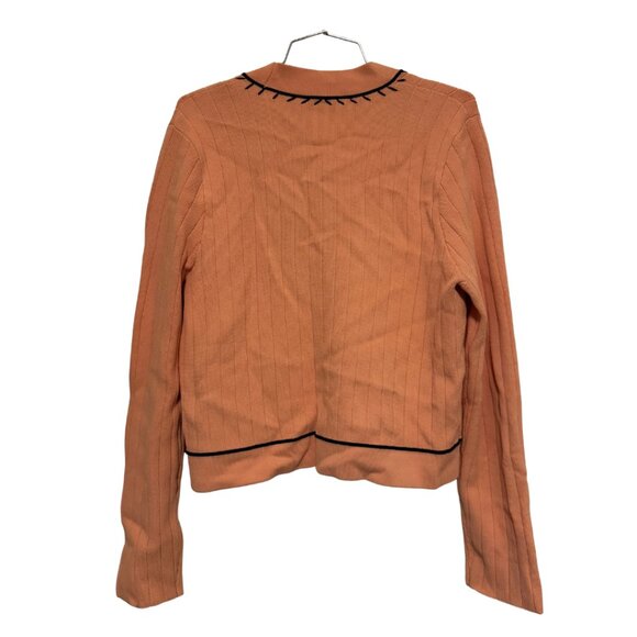 Sandro Paris Embroidered Knit Cardigan | Size M | Salmon Pink, Wool-Blend Knit - Picture 6 of 10
